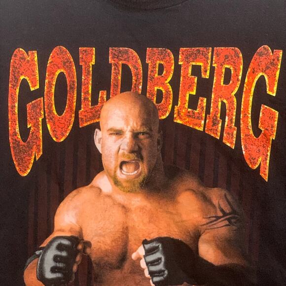 UNIQUE SOUGHT AFTER ONE HIT BANGER TEE - Wrestler GOLDBERG WHO’S NEXT— LARGE NEW - Picture 6 of 9